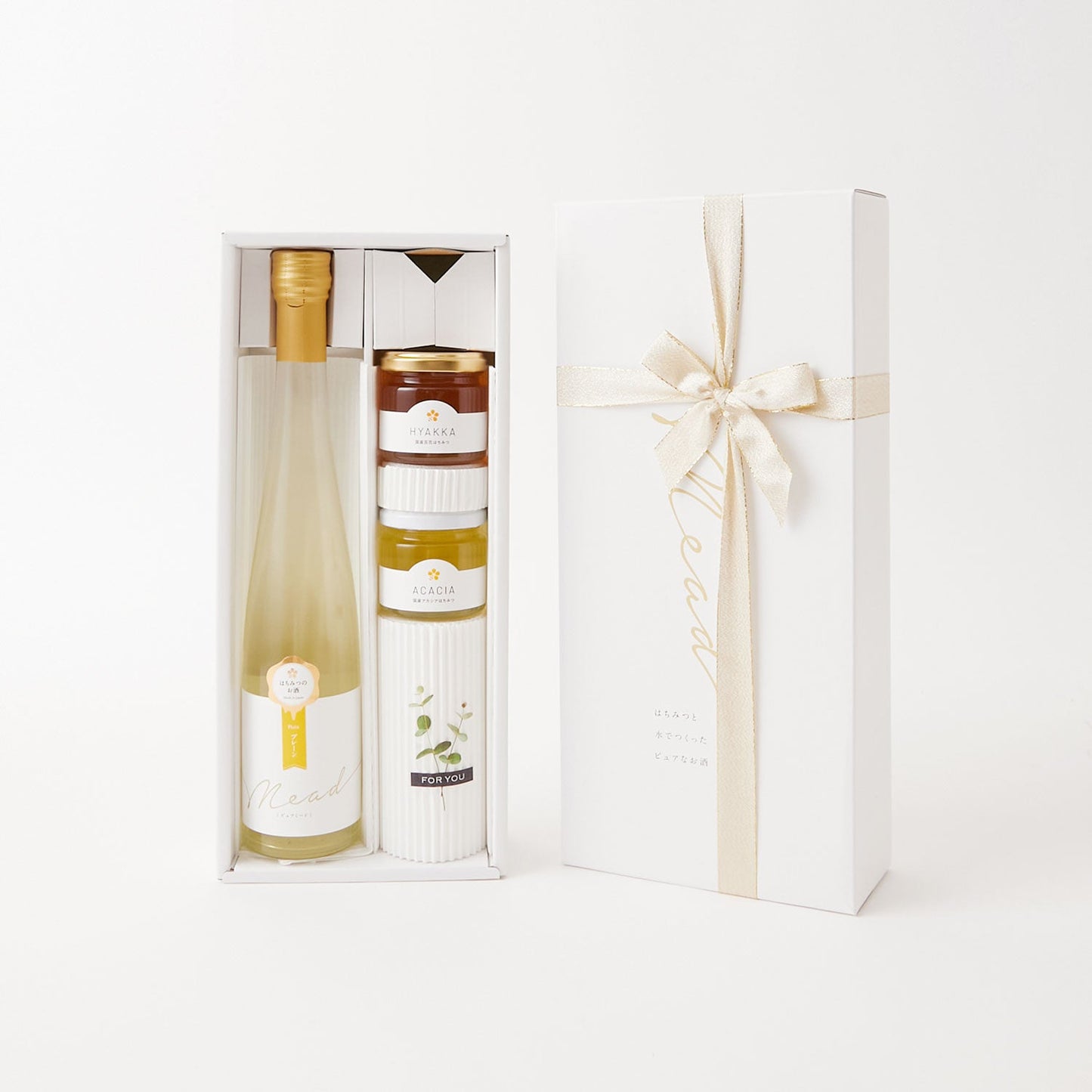 ギフトセット プレーン375ml&百花蜂蜜、アカシア蜂蜜100g